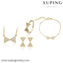 63352 Triangle shape style jewelry set wholesale jewelry 14k plated gold elegant style jewelry set